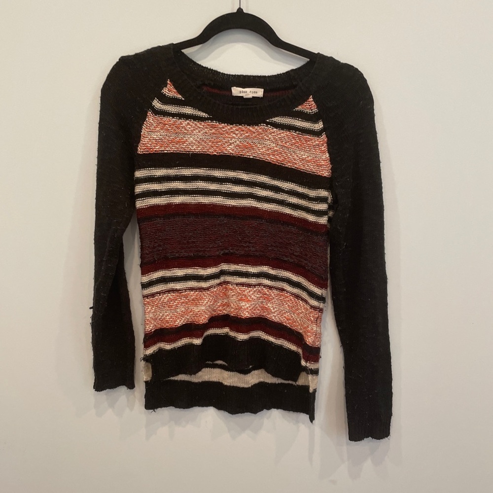Pink Rose Striped Pullover Knit Sweater Size S